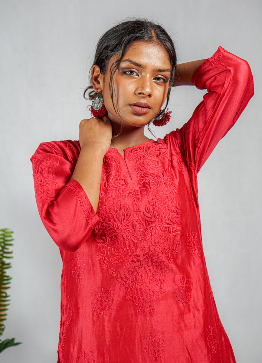Stylish Rayon Cotton Chikankari Kurti Set And Pant, Listing ID: 884851 –  Varman Fashions